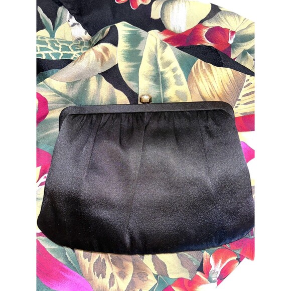 Vintage MM Morris Moskowitz Black Evening Clutch Purse With Crystal Clasp - Picture 1 of 6